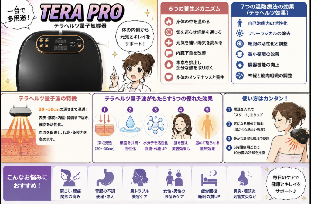 tera pro 1 テラヘルツ健康機器 TERA PRO 血行促進 代謝促進 細胞活性化 肩こり 美肌効果