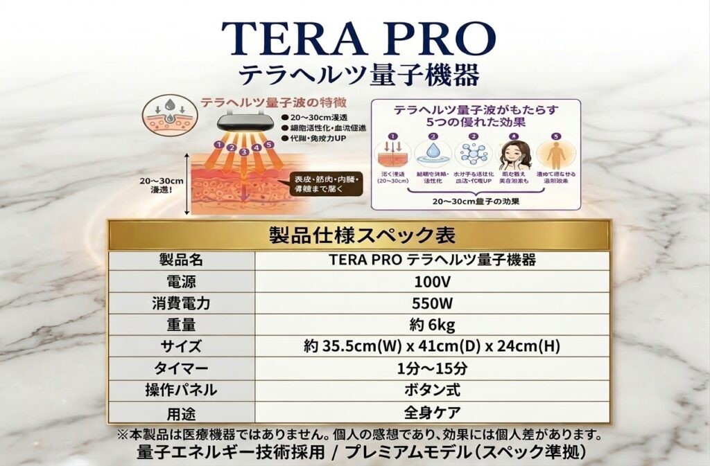 tera pro 6 テラヘルツ健康機器 TERA PRO 血行促進 代謝促進 細胞活性化 肩こり 美肌効果